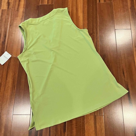 New NWT Carmen Marc Valvo Lime Green Tank Top Sleeveless V-Neck Grommet Sz Small - Picture 3 of 9